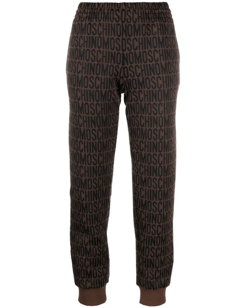 Moschino Jogginghose mit Monogramm-Print Braun