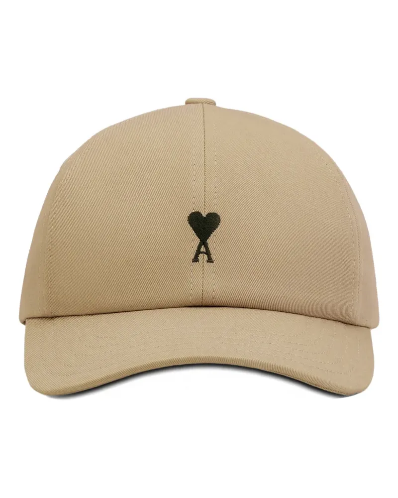 AMI Paris Unisex Cotton Ami De Coeur Embroidery Cap - Nude Nude