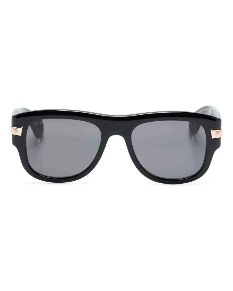 Gucci Sonnenbrille mit eckigem Gestell - Schwarz Schwarz
