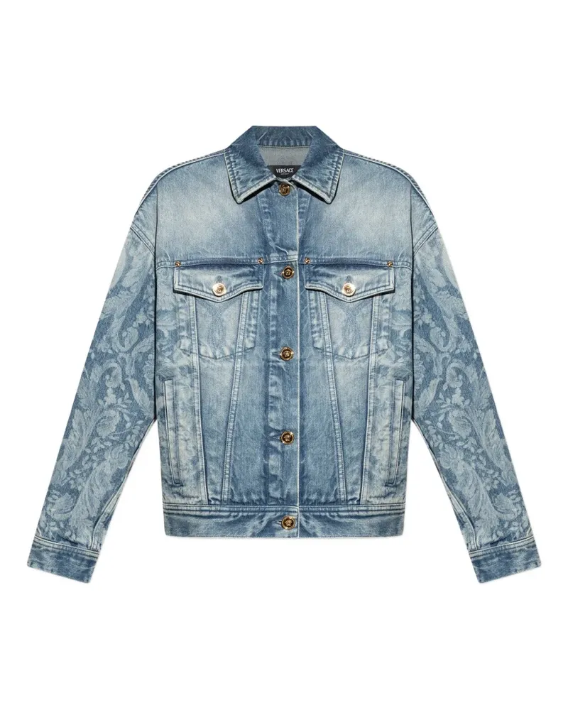 Versace Jeansjacke mit Blumen-Print - Blau Blau