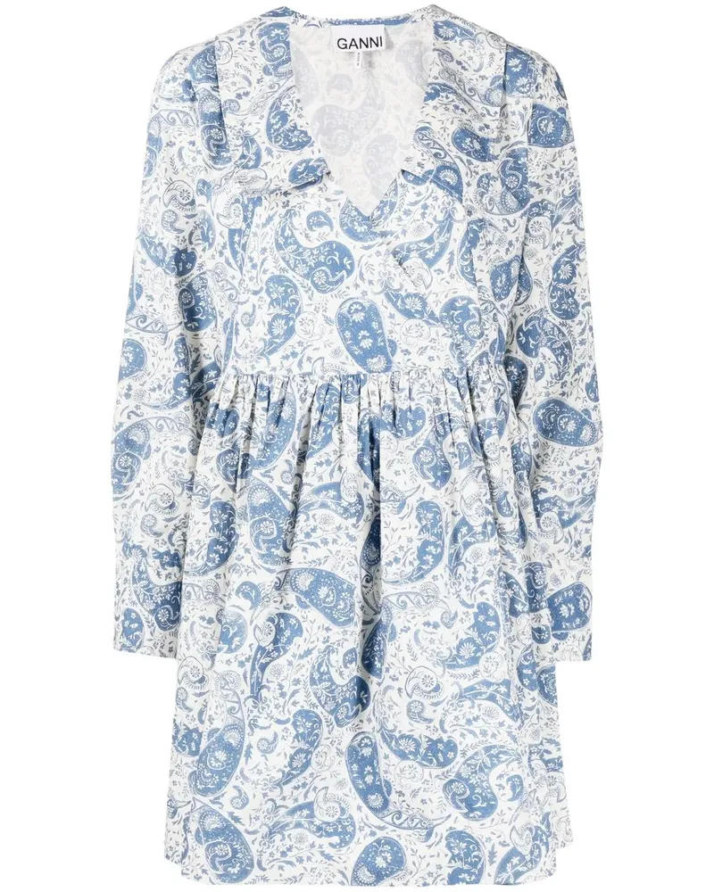 Ganni Kleid mit Paisley-Print - Blau Blau