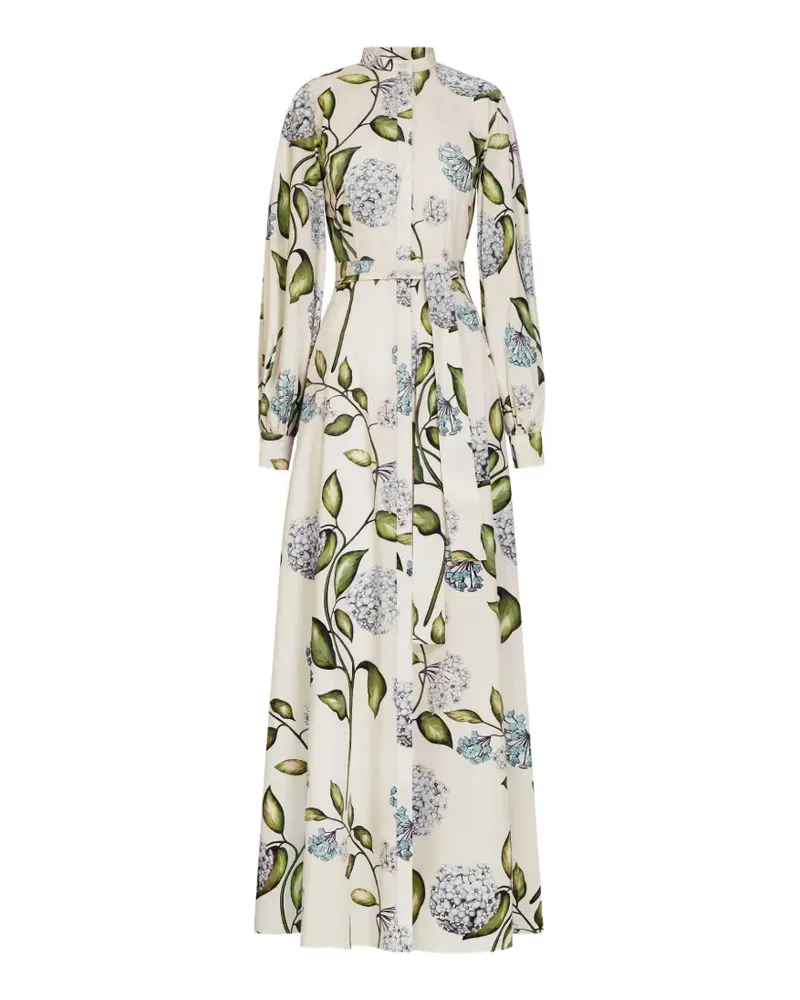 Oscar de la Renta Maxikleid mit Blumen-Print - Weiß Weiß