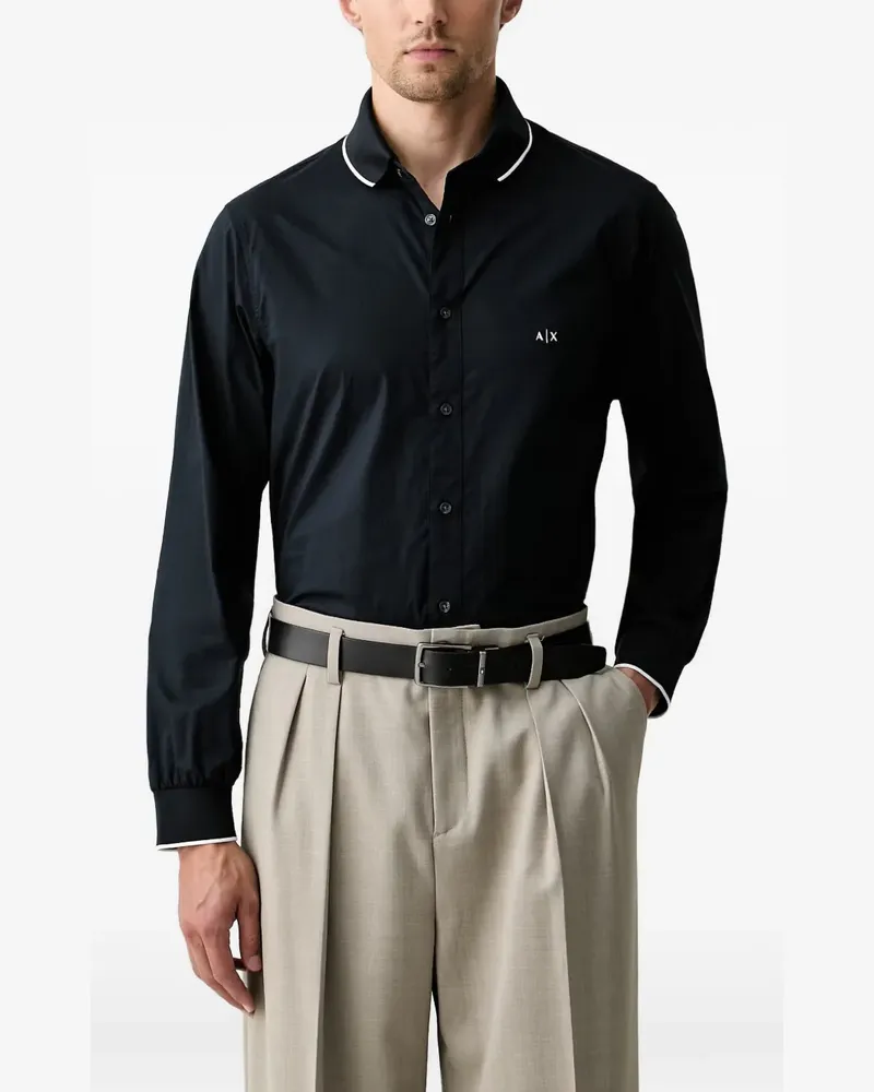 Armani Exchange logo-print piped shirt - Blau Blau