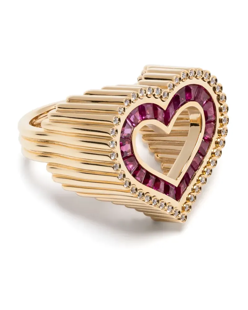 Marie Lichtenberg 18kt Love Gelbgoldring mit Rubin und Diamant Gold