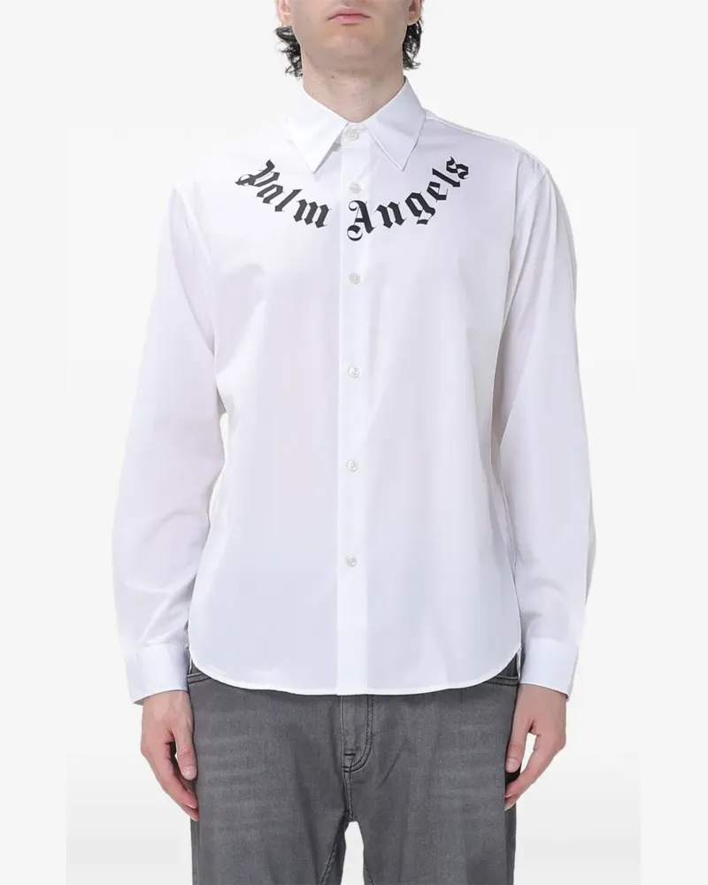 Palm Angels Hemd mit Logo-Print - Weiß Weiß