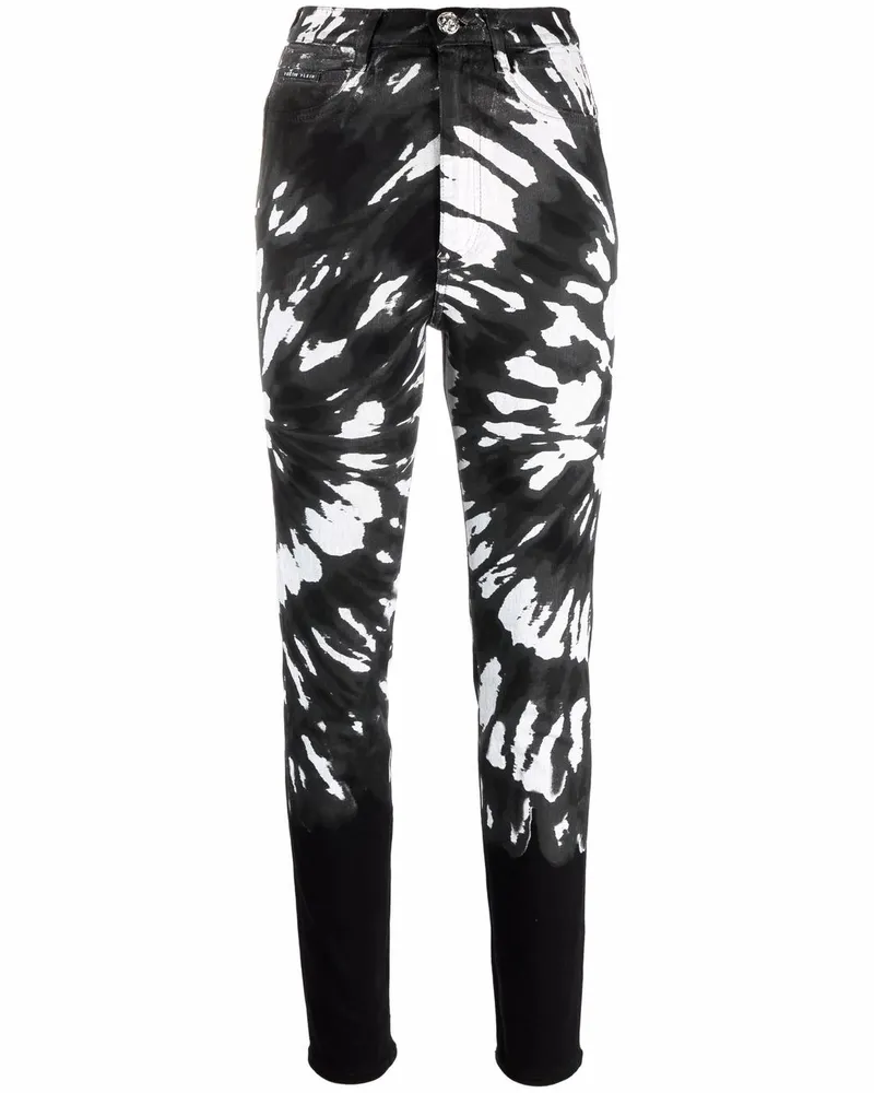 Philipp Plein Schmale Hose mit Batikmuster - Schwarz Schwarz
