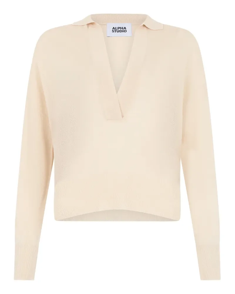 Alpha Studio polo-collar sweater - Nude Nude