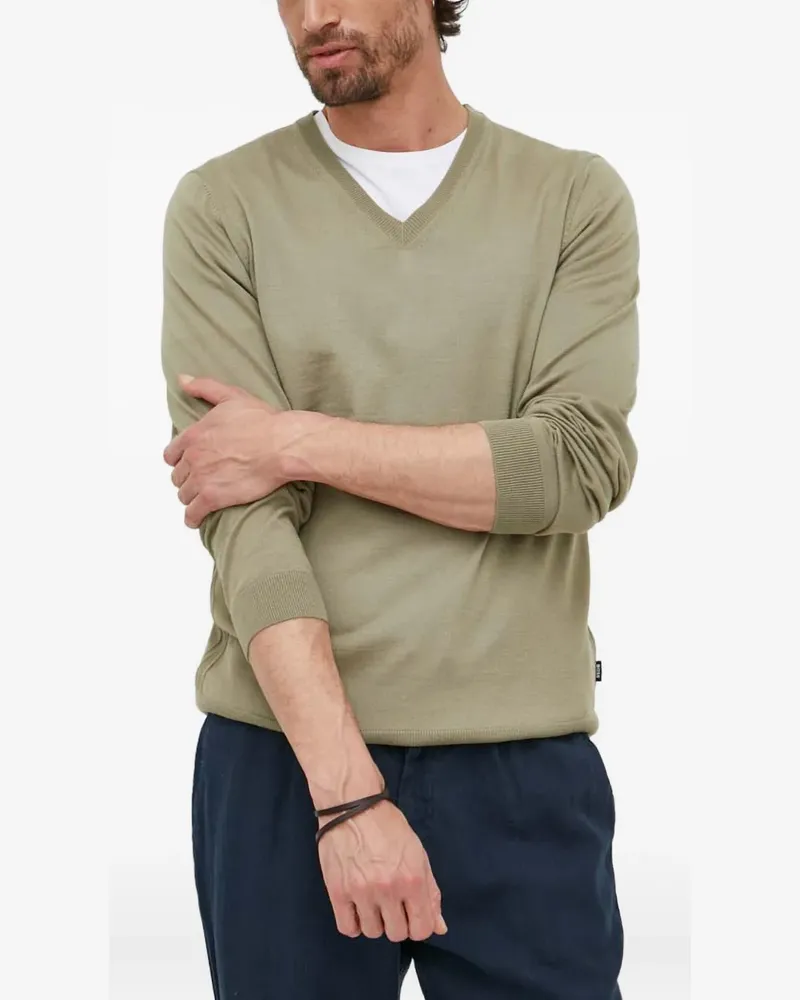 HUGO BOSS Pullover mit V-Ausschnitt - Grün Grün