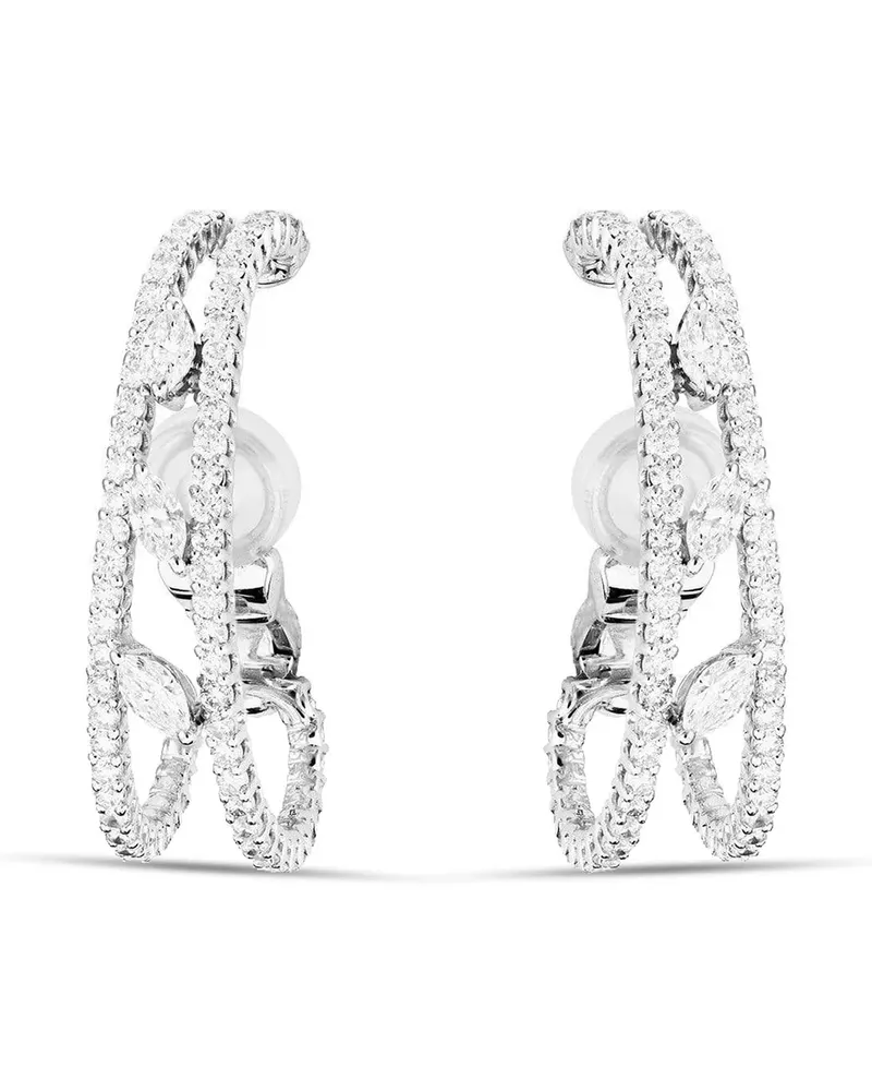 YEPREM 18kt Weißgoldcreolen mit Diamanten Weiß