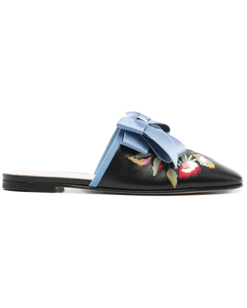 Valentino Garavani Mules mit Blumen-Stickerei - Schwarz Schwarz