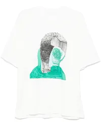 Issey Miyake T-Shirt mit grafischem Print Weiß