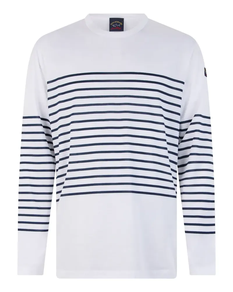 Paul & Shark Gestreiftes Langarmshirt - Weiß Weiß