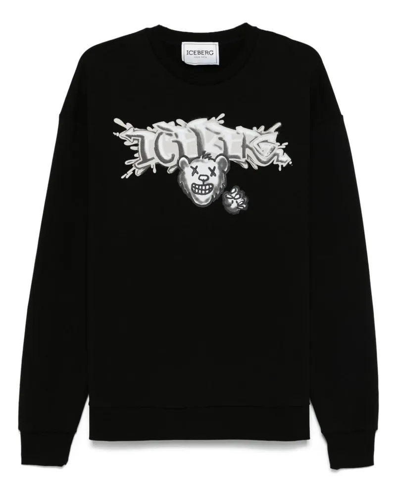 Iceberg Sweatshirt mit Logo-Print - Schwarz Schwarz