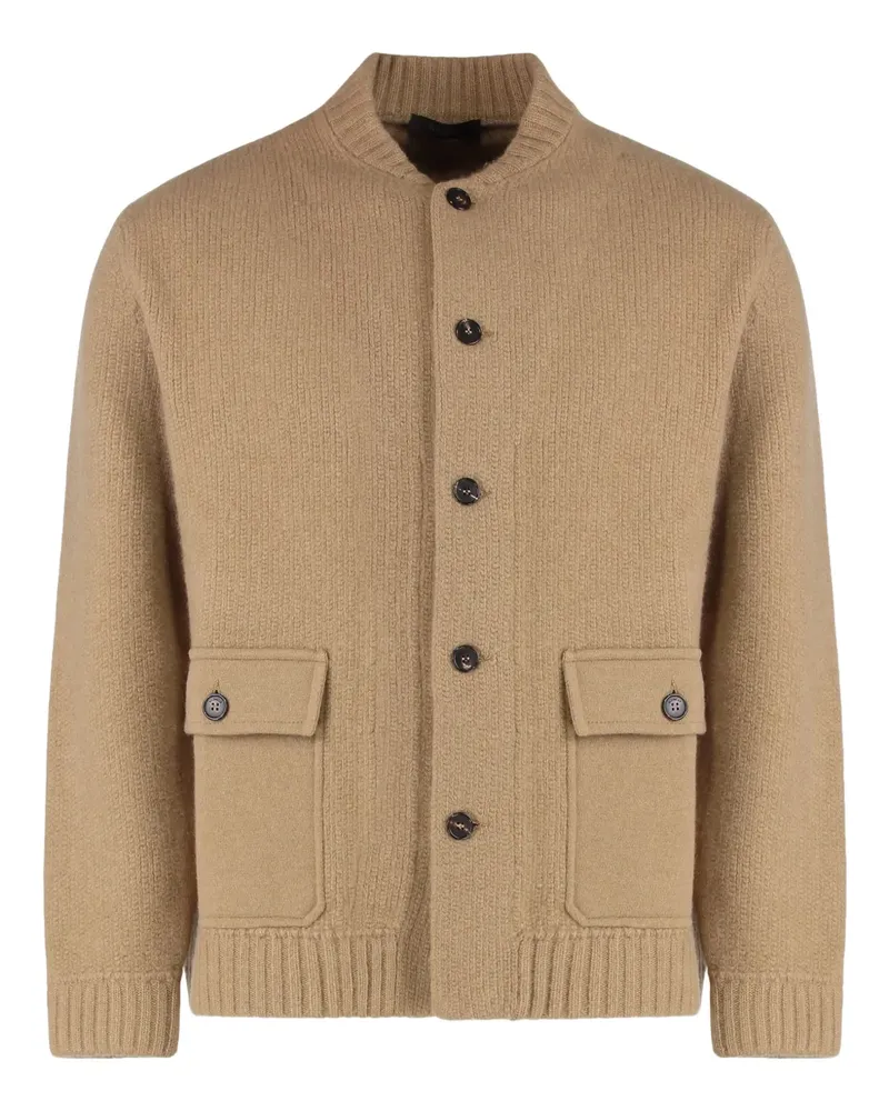Slowear Gerippter Cardigan mit Klappentasche - Nude Nude