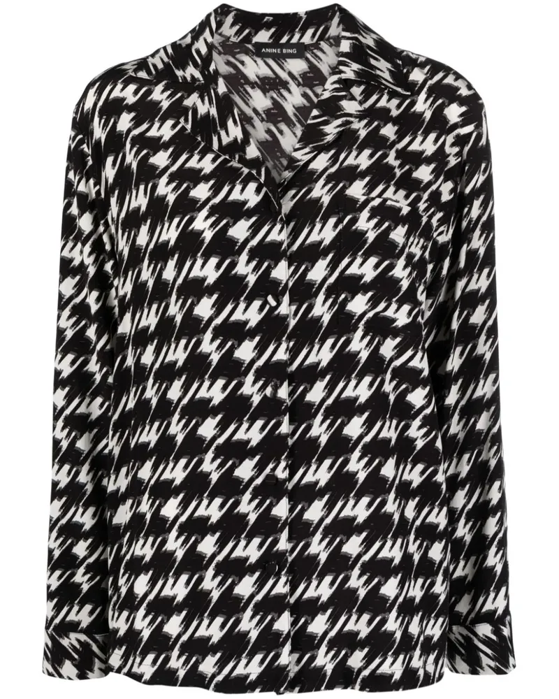 Anine Bing Bluse mit Hahnentritt-Print - Schwarz Schwarz