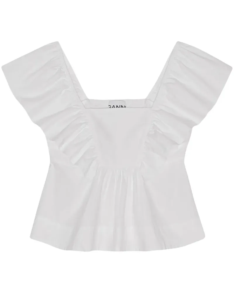 Ganni Gerafftes Top - Weiß Weiß