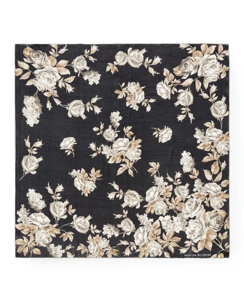 Magda Butrym Schal mit Blumenprint - Schwarz Schwarz