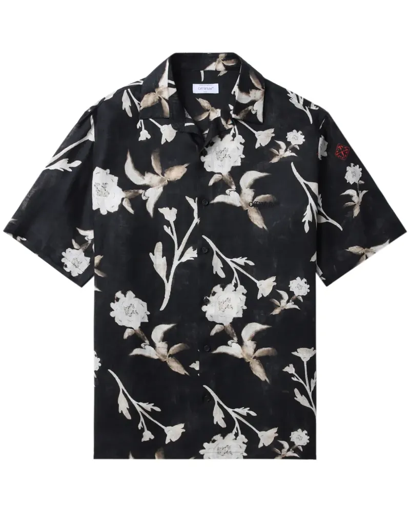 OFF-WHITE Hemd mit Blumen-Print - Schwarz Schwarz