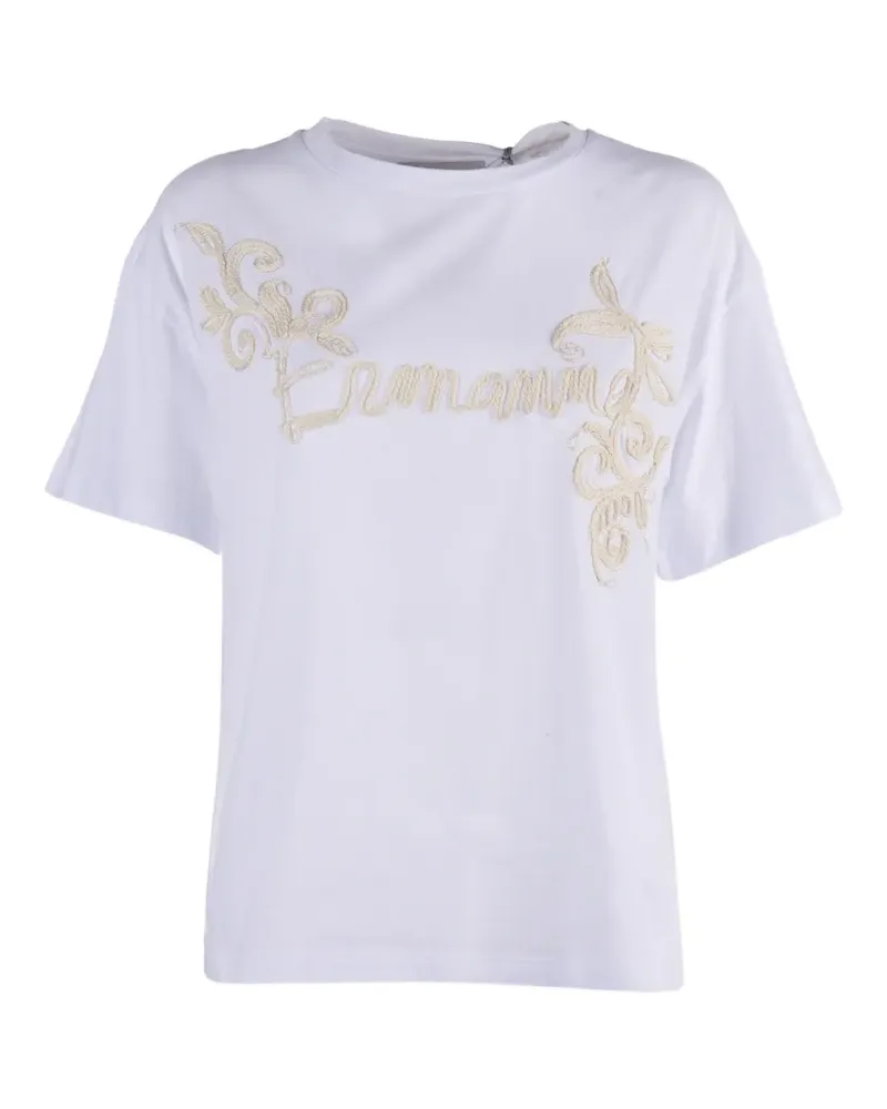 Ermanno Scervino T-Shirt mit Logo-Stickerei - Weiß Weiß