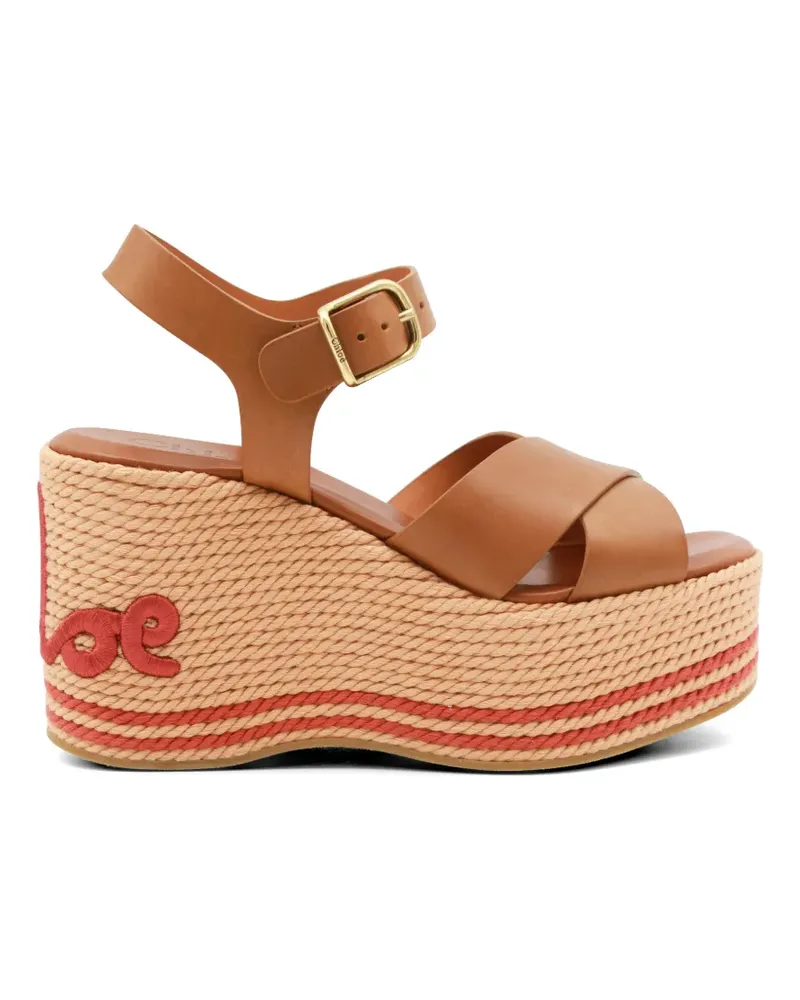 Chloé leather platform espadrilles - Nude Nude