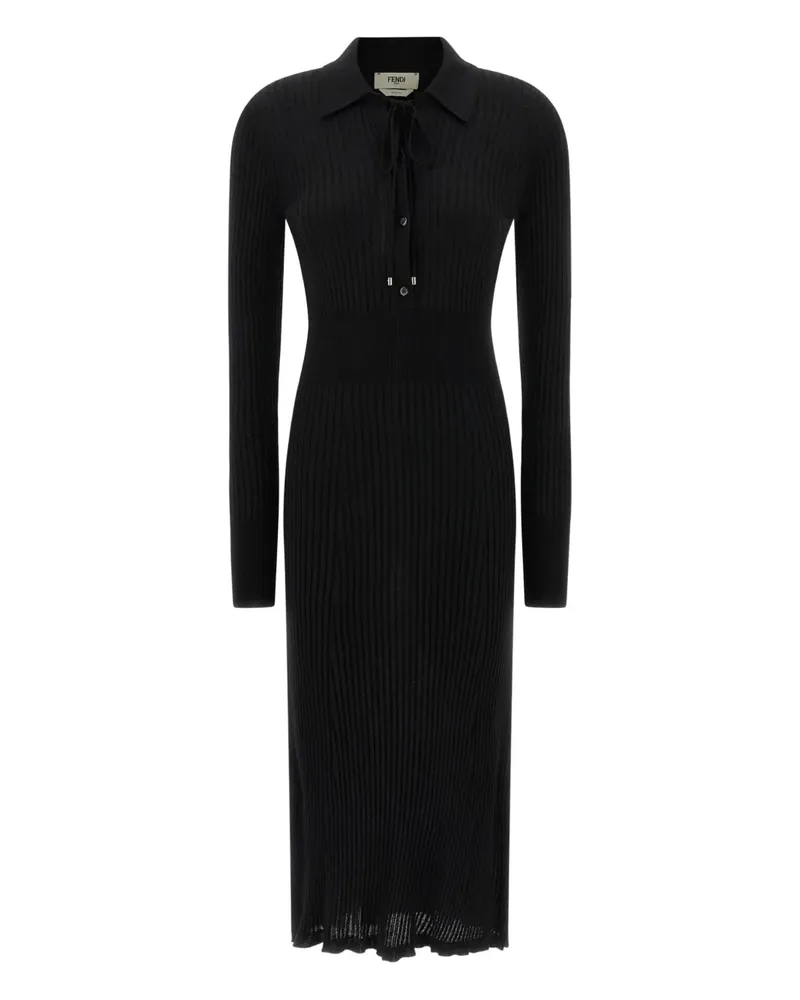 Fendi Essential Kleid aus Rippstrick - Schwarz Schwarz
