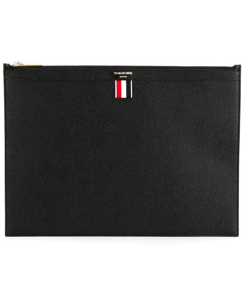 Thom Browne Flache Clutch mit Reißverschluss Schwarz