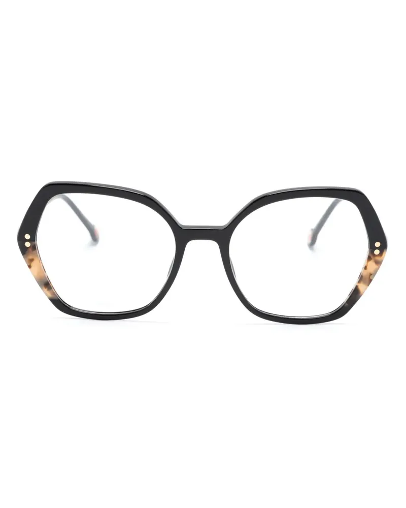 Carolina Herrera New York Runde Brille mit Glanzoptik - Schwarz Schwarz