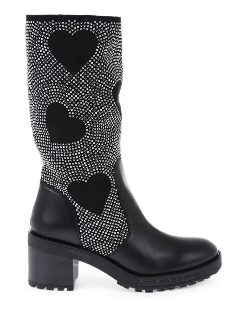 Moschino studded heart-pattern boots - Schwarz Schwarz