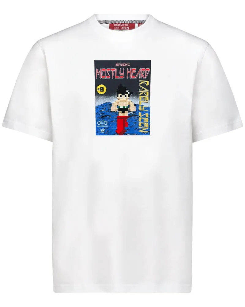 Mostly Heard Rarely Seen Astro on the Moon T-Shirt - Weiß Weiß