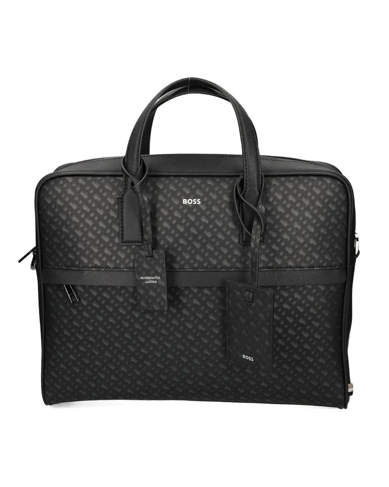 HUGO BOSS Kuriertasche mit Monogramm-Schild - Schwarz Schwarz