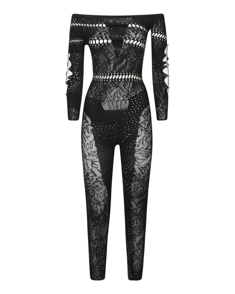 Poster Girl off-shoulder lace jumpsuit - Schwarz Schwarz