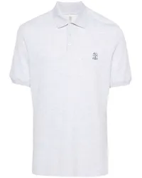 Brunello Cucinelli Poloshirt mit Logo-Print Grau