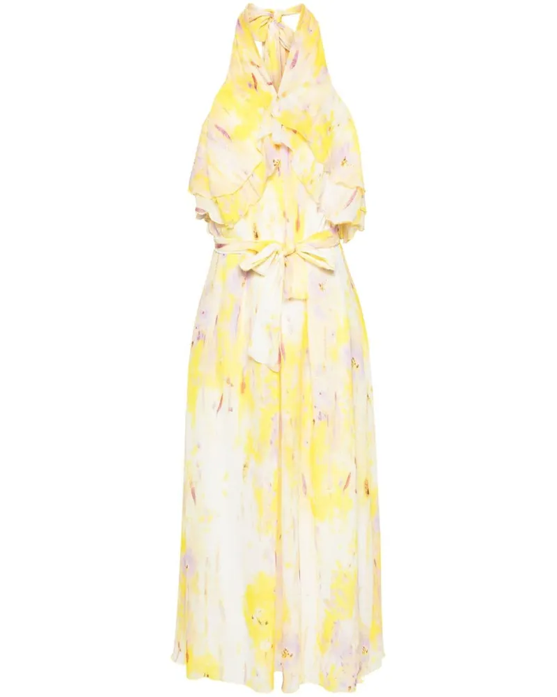 MSGM Maxikleid mit Blumen-Print - Gelb Gelb