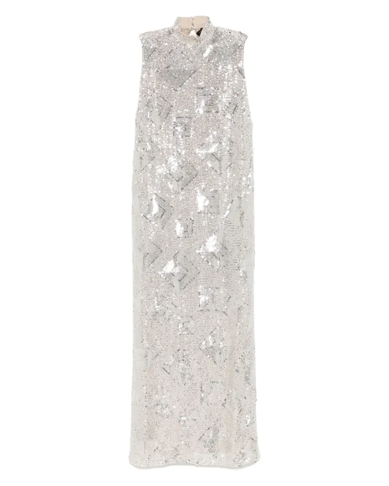 Taller Marmo Maxikleid mit Pailletten - Silber Silber