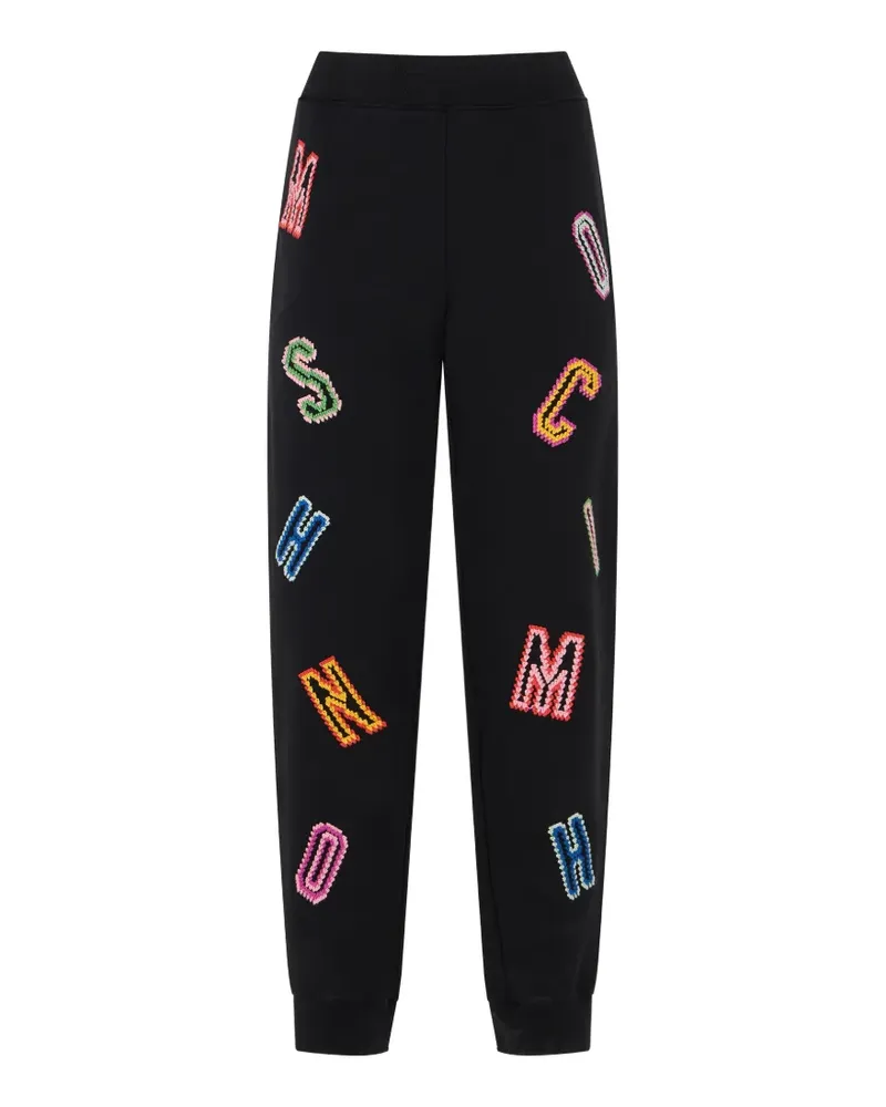 Moschino embroidered logo-patch track pants - Schwarz Schwarz