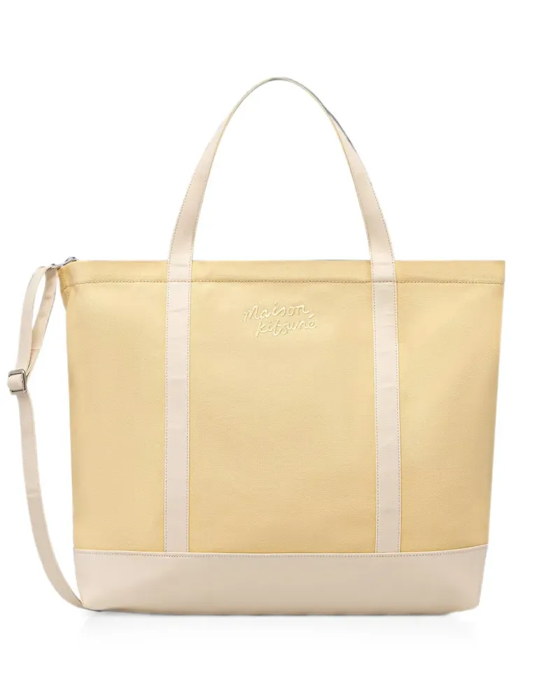 Kitsuné extra large Handwriting logo-embroidered tote bag - Gelb Gelb