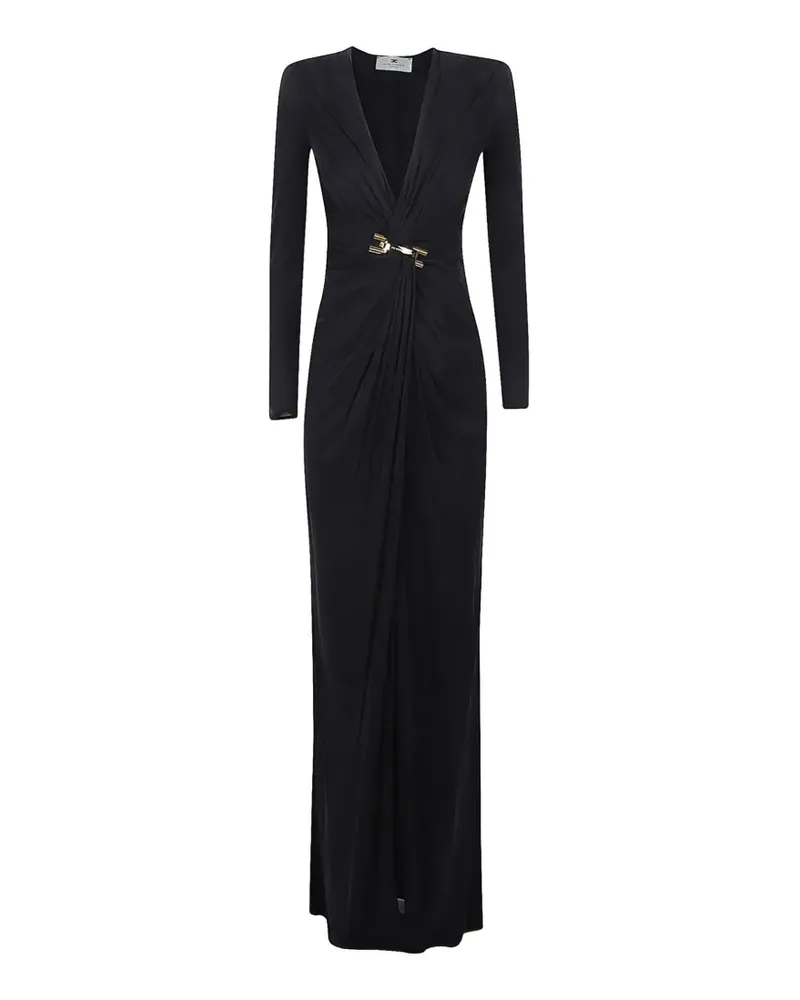 Elisabetta Franchi hardware-detail gathered maxi dress - Schwarz Schwarz