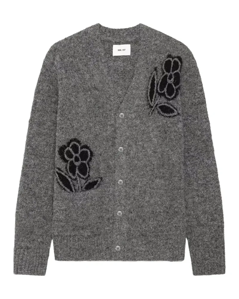 NN 07 Kyle floral-embroidered cardigan - Grau Grau