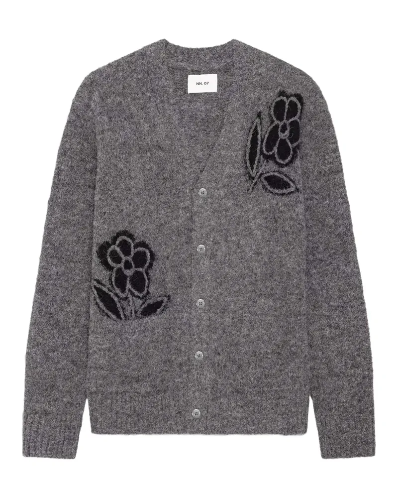 NN 07 Kyle Cardigan mit Blumenstickerei - Grau Grau
