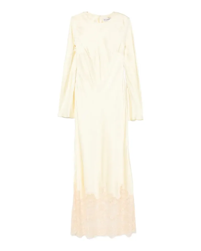 Self-Portrait lace-trim long-sleeve maxi dress - Gelb Gelb