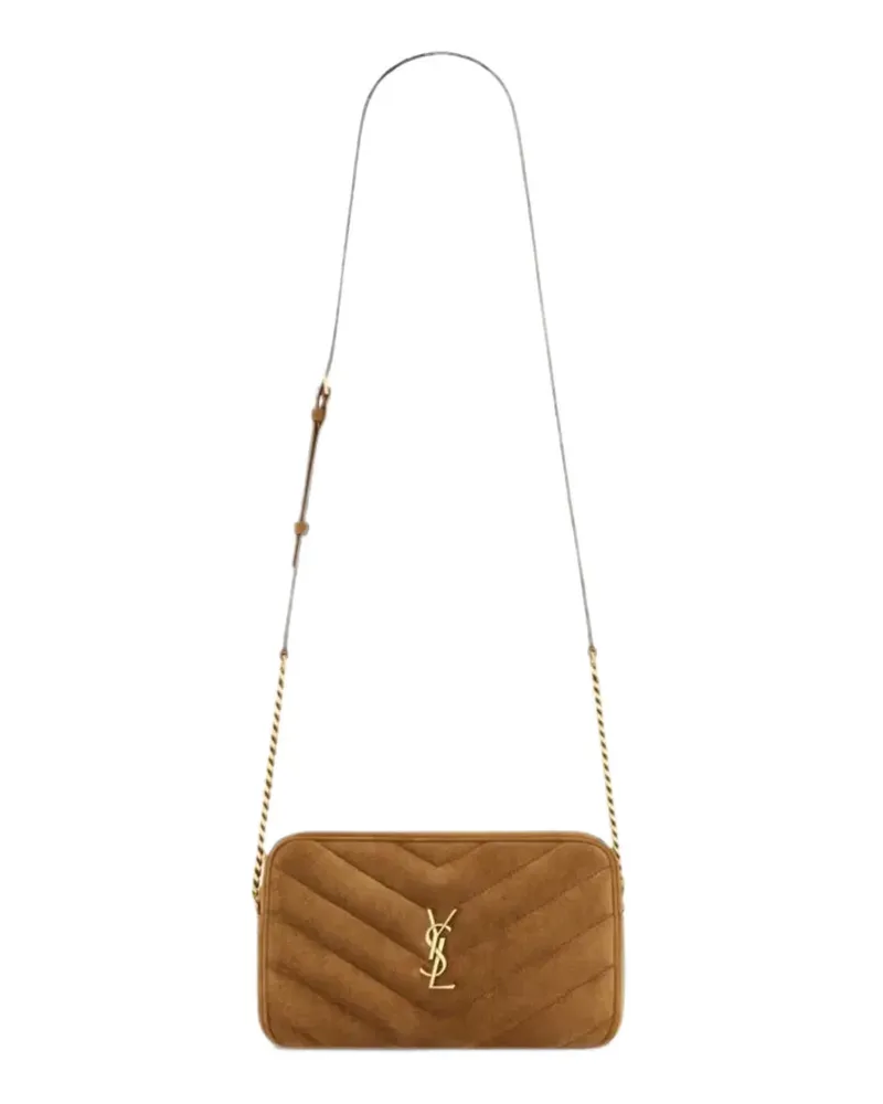 Saint Laurent Loulou camera bag in matelassé suede - Braun Braun