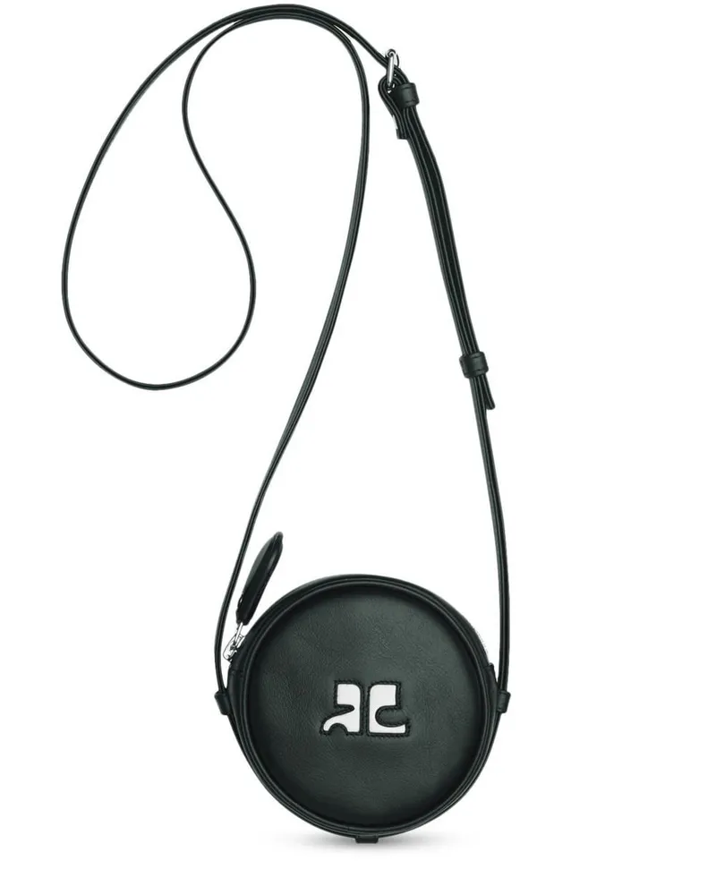 Courrèges Runde Mini-Tasche mit Logo-Patch - Schwarz Schwarz