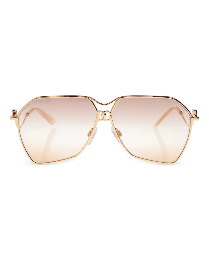 Dolce & Gabbana geometric-frame metal sunglasses - Gold Gold