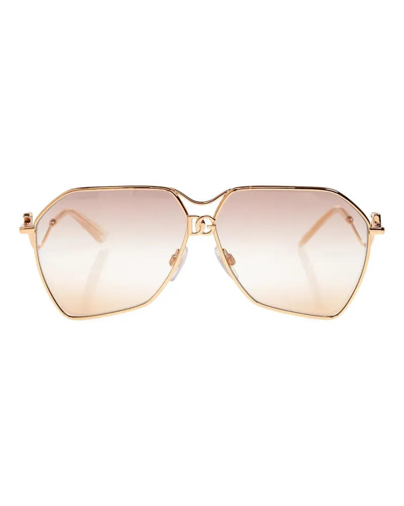 Dolce & Gabbana geometric-frame metal sunglasses - Gold Gold