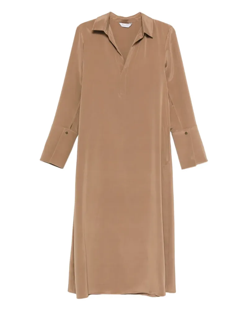 Max Mara Kleid aus Seide mit Knopfmanschetten - Braun Braun