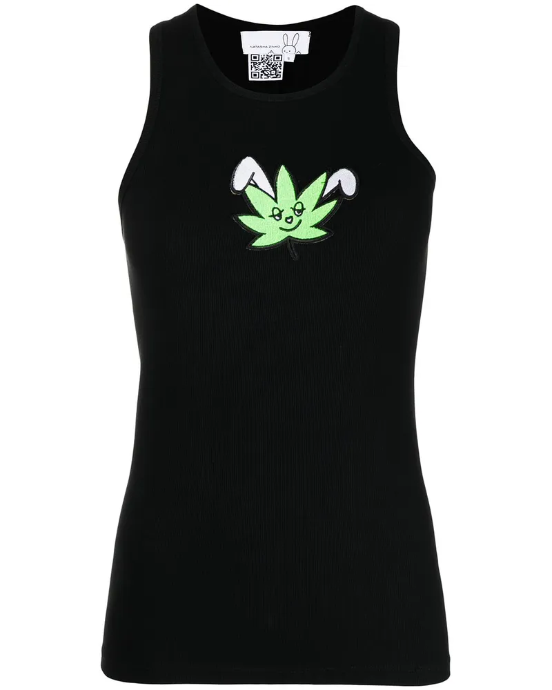 Natasha Zinko Top mit Logo-Print - Schwarz Schwarz