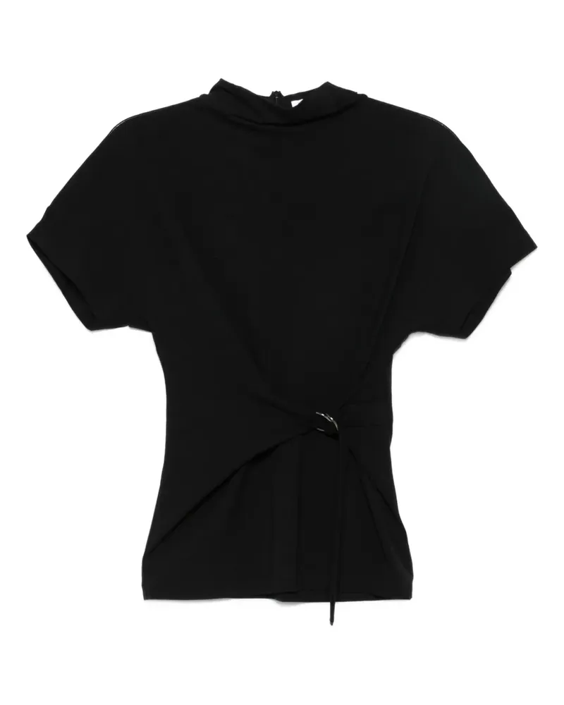 Brunello Cucinelli Kurzärmeliges Oberteil mit Schnürung - Schwarz Schwarz