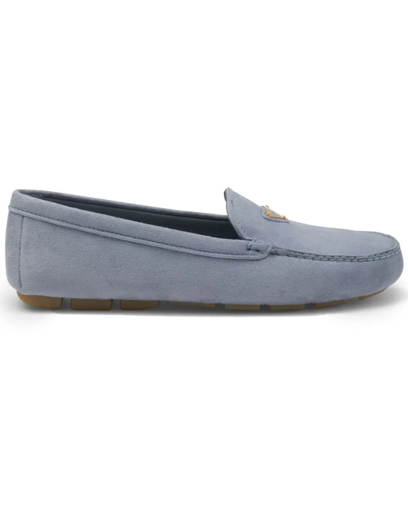 Prada Loafer aus Wildleder mit Logo Blau