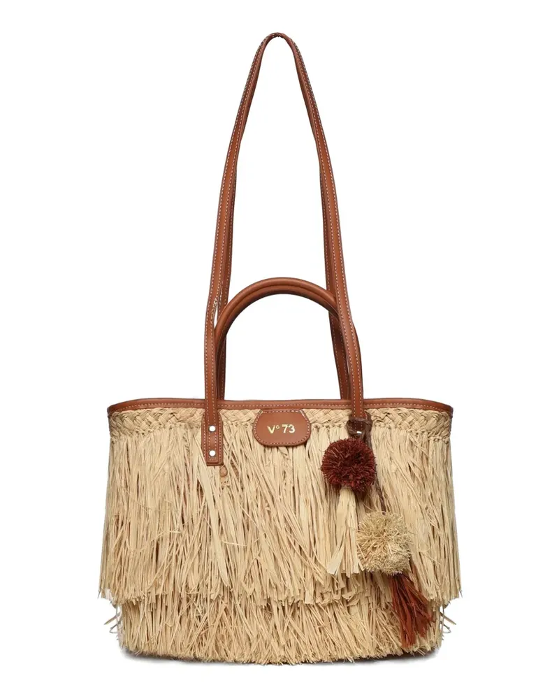 V°73 Domitilla Schultertasche mit Fransenbesatz - Nude Nude