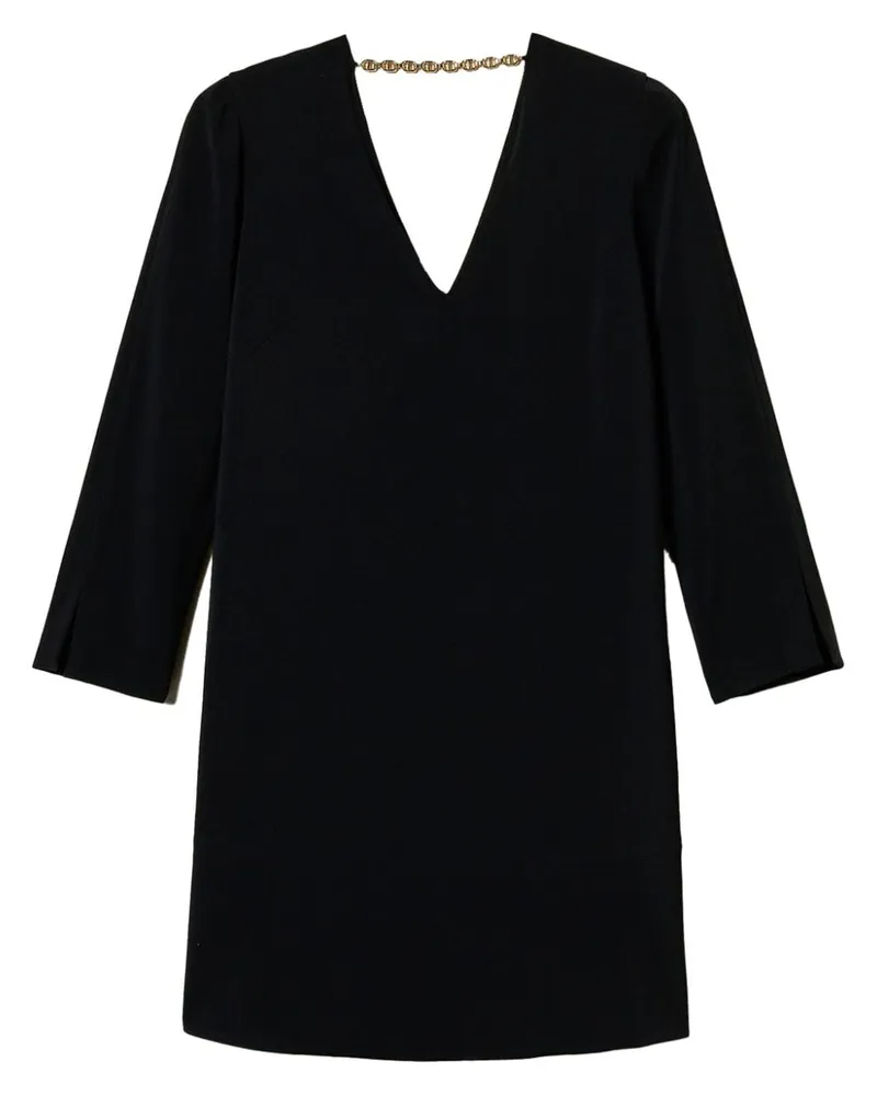 Twin-Set Oval T Minikleid mit Kettendetail - Schwarz Schwarz